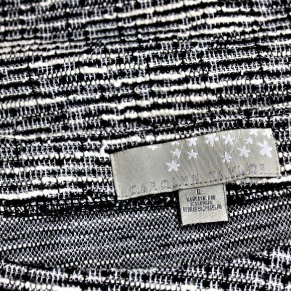 Carolyn Taylor Sweater Top Knit Pullover ¾ Sleeve Kangaroo Pocket Black/White L - Picture 7 of 9